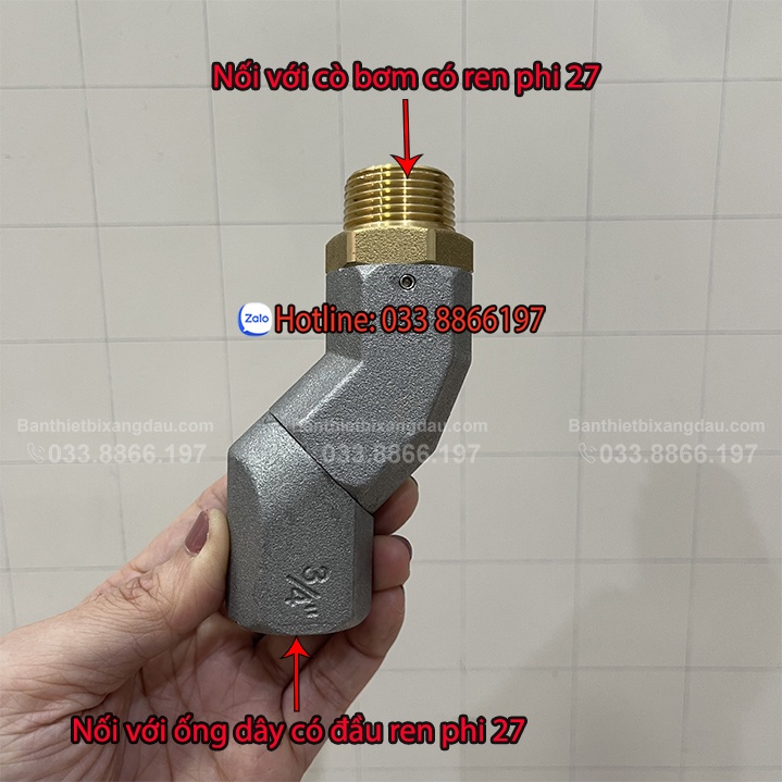 Khớp nối xoay giữa cò bơm xăng dầu và ống dây