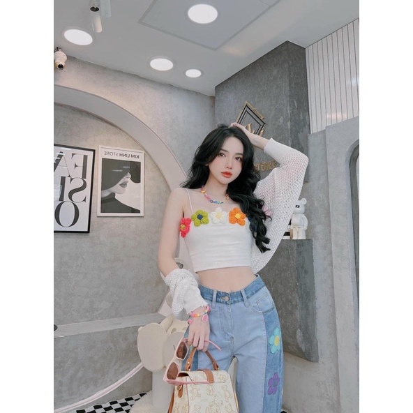 Áo 2 dây đính hoa siêu xinh - A7U055