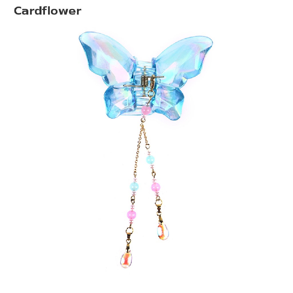 &lt; Cardflower &gt; Kẹp Tóc Càng Cua Tua Rua Pha Lê Hình Bướm Chống Trượt