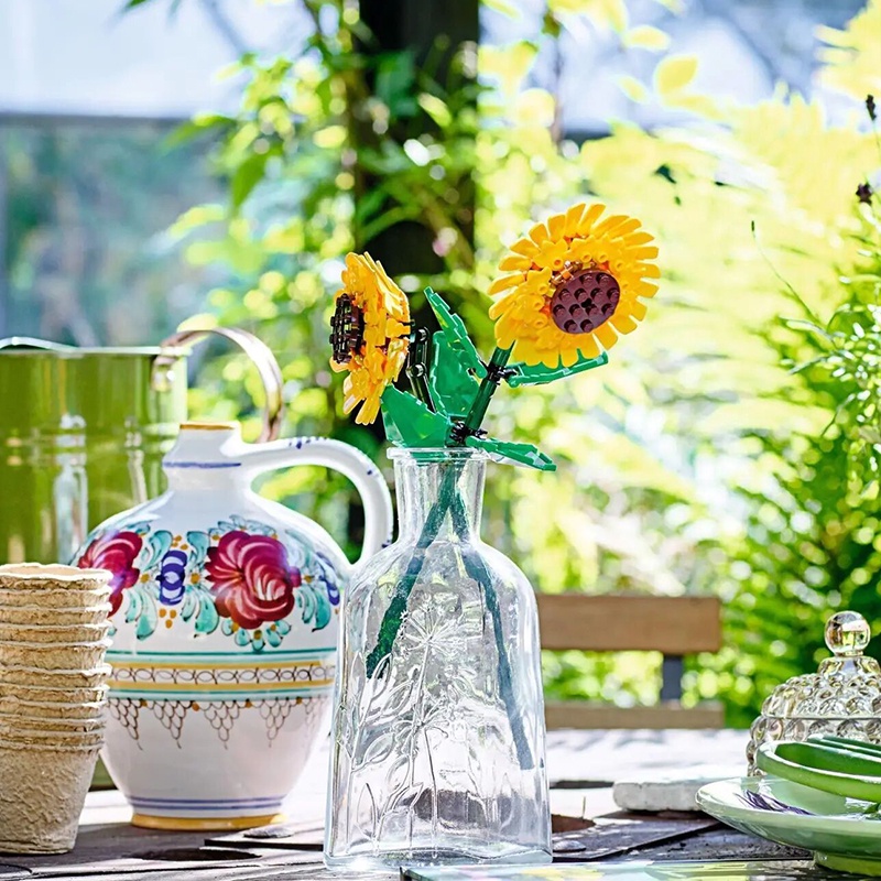Bất Tử Hoa Hướng Dương Lắp Ráp Khối Xây Dựng Hoa Sáng Tạo DIY Trang Trí Phòng Mô Hình Quà Tặng Đồ Chơi