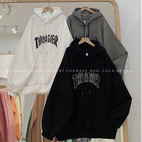 Áo Khoác Hoodie Nỉ THRASER Nữ Unisex Form Rộng 3 Màu Siêu Chất