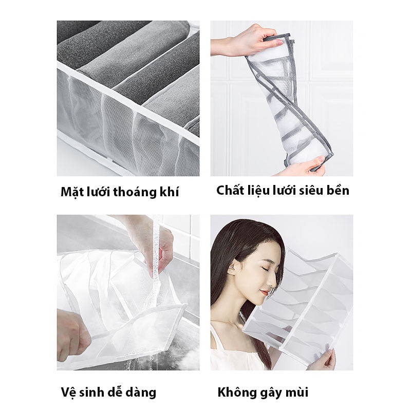 Túi đựng quần áo chia ngăn Hộp đựng đồ lót tất vớ Khay chia đồ quần áo tiện ích BeeJoo