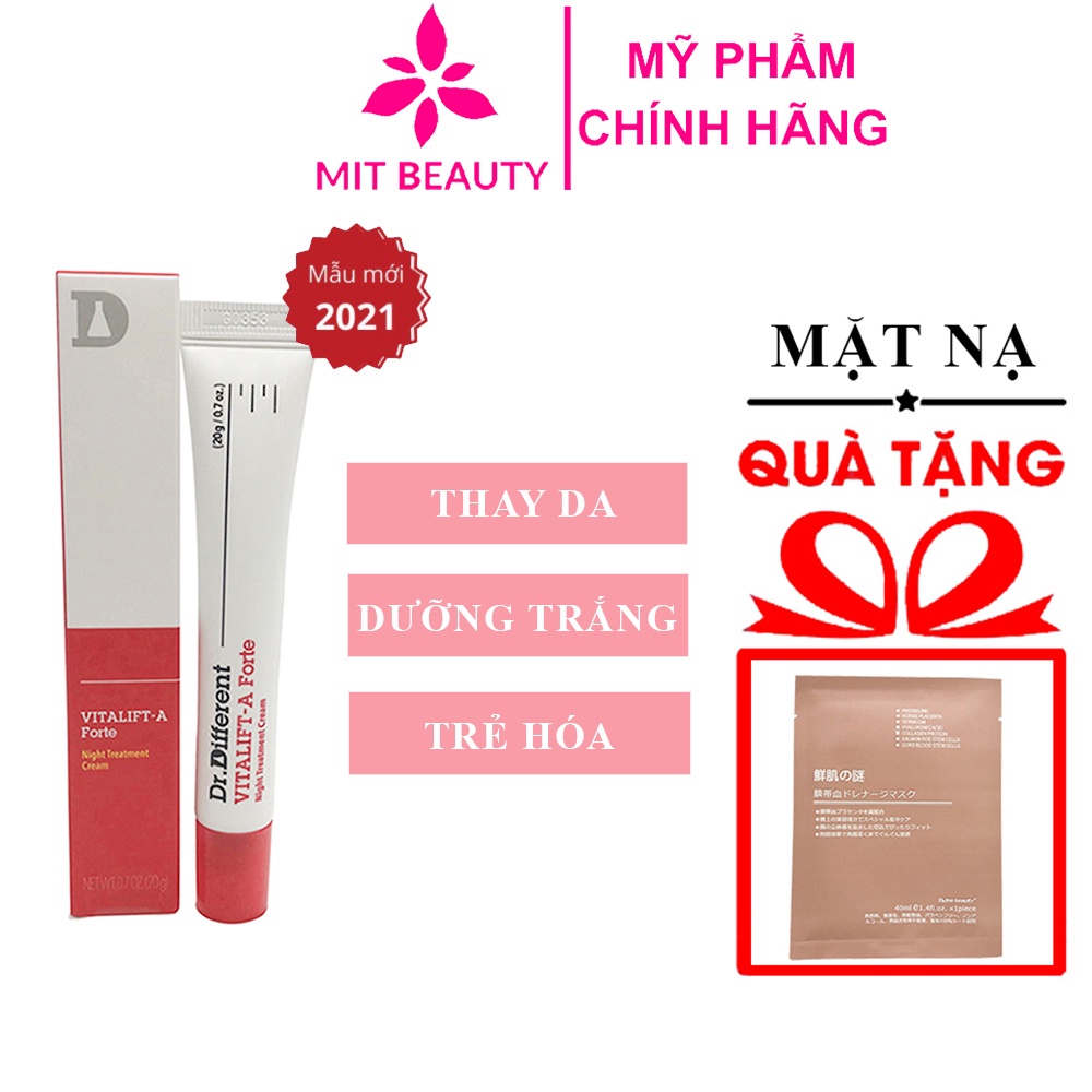 Kem dưỡng da, Kem chống lão hóa da Dr.different Vita A Cream Forte Retinal 0.1% làm mờ thâm nám, tàn nhang căng bóng da