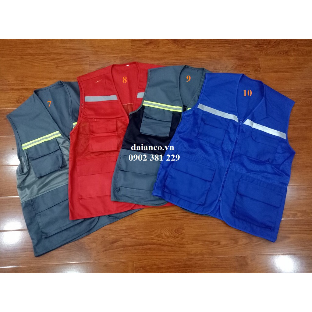 Áo ghi lê phản quang 1 kéo 4 túi hộp nhiều màu lựa chọn - hình thật