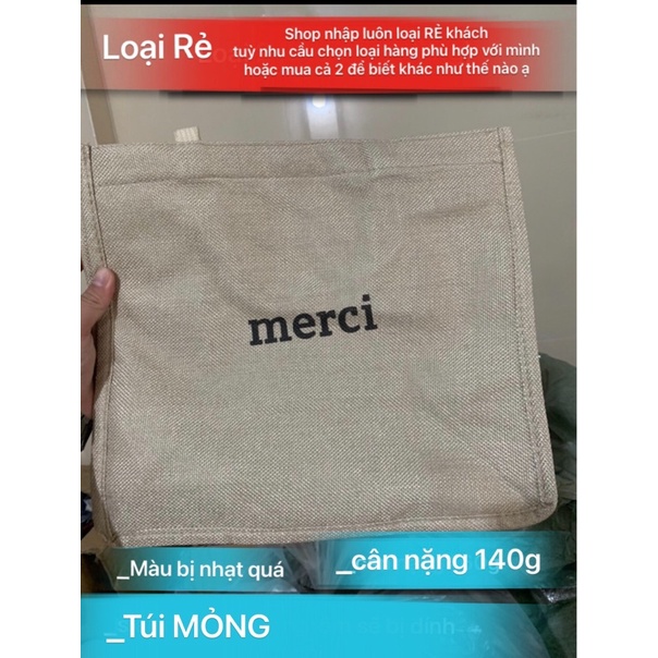 Túi Cói Merci Loại 1 (có đế đệm đáy, có lót)