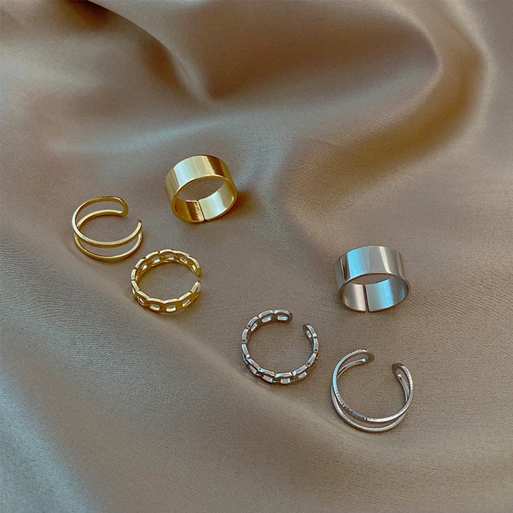 Set 3 nhẫn đeo tay kim loại phong cách vintage thời trang cho nữ