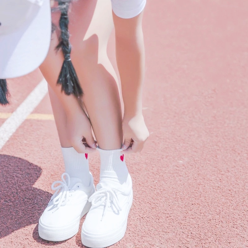 Vớ Cotton Dày Dặn Mềm Mại Thoáng Khí In Họa Tiết Trái Tim Dễ Thương Cho Nữ