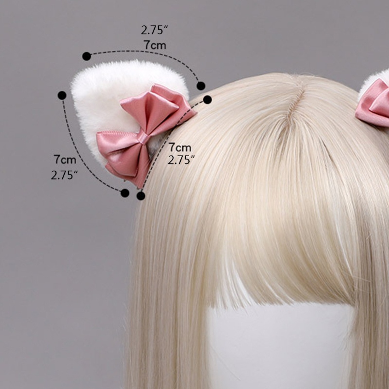 Kẹp Tóc Hình Tai Mèo Hoạt Hình Đính Nơ Tam Giác Đáng Yêu