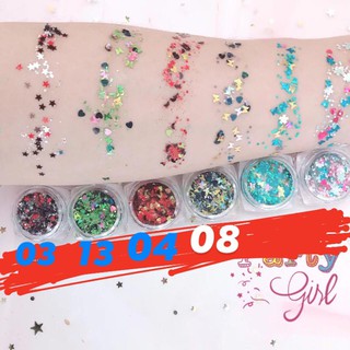[ KÈM CHỔI] Nhũ kim tuyến KIRA KIRA sẵn gel Hình ngôi sao, trái tim [ ảnh tự test]