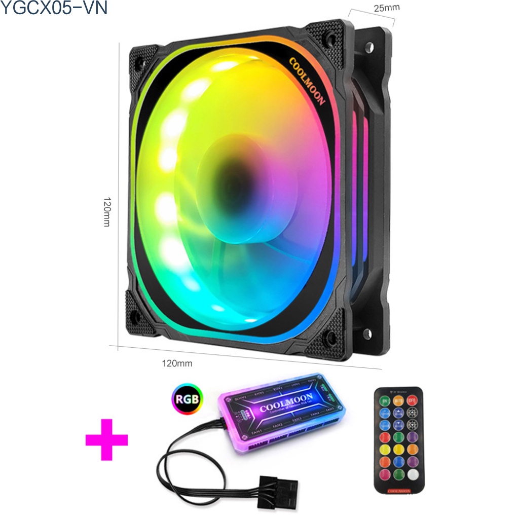 Quạt Tản Nhiệt Có Đèn Led 6 Pin Rgb Kèm Điều Khiển Từ Xa Cho Máy Tính Ốp | BigBuy360 - bigbuy360.vn