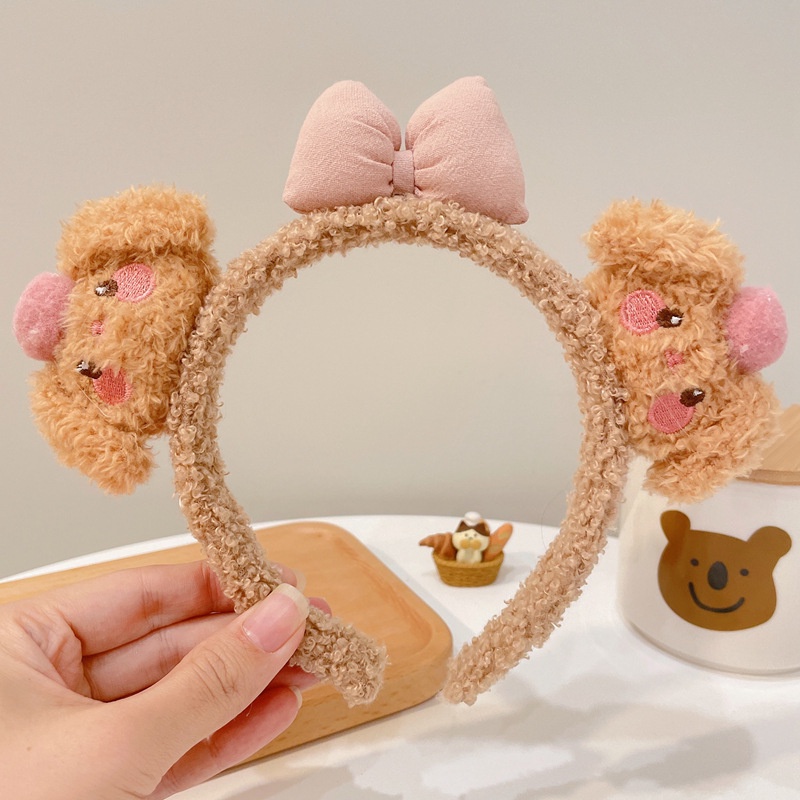 Băng đô cài tóc tai gấu nhiều màu bờm rửa mặt cute phong cách hàn quốc
