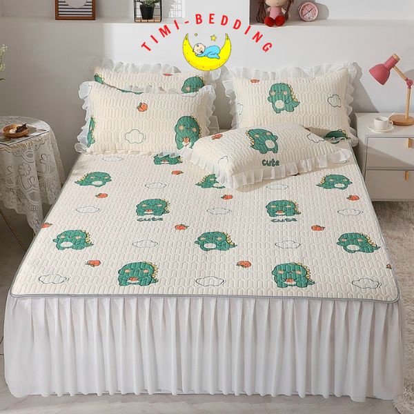 Chiếu điều hòa cao su non 5d phủ ren cao cấp, thoáng mát đẹp mắt - Timibedding