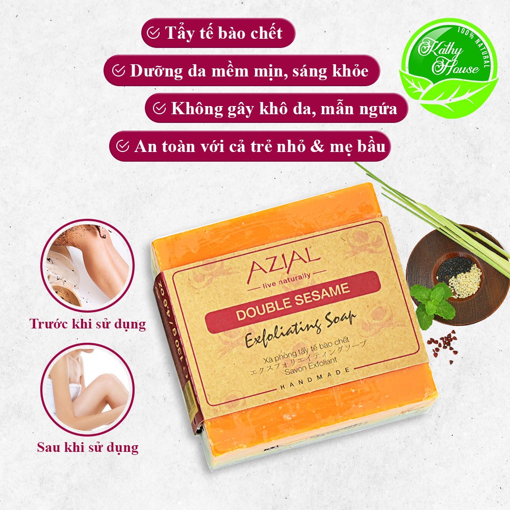 Xà phòng tắm tẩy tế bào chết AZIAL Double Sesame Exfoliating Soap, cho làn da sáng mịn khỏe khoắn | BigBuy360 - bigbuy360.vn