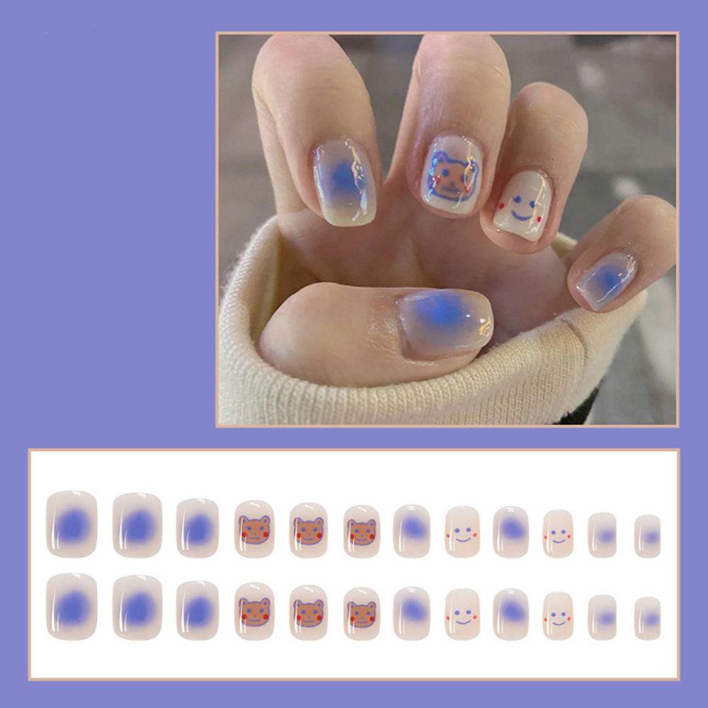 Bộ Móng Tay Giả Ngắn Hình Thỏ / Mèo Hoạt Hình Phong Cách Nhật Bản