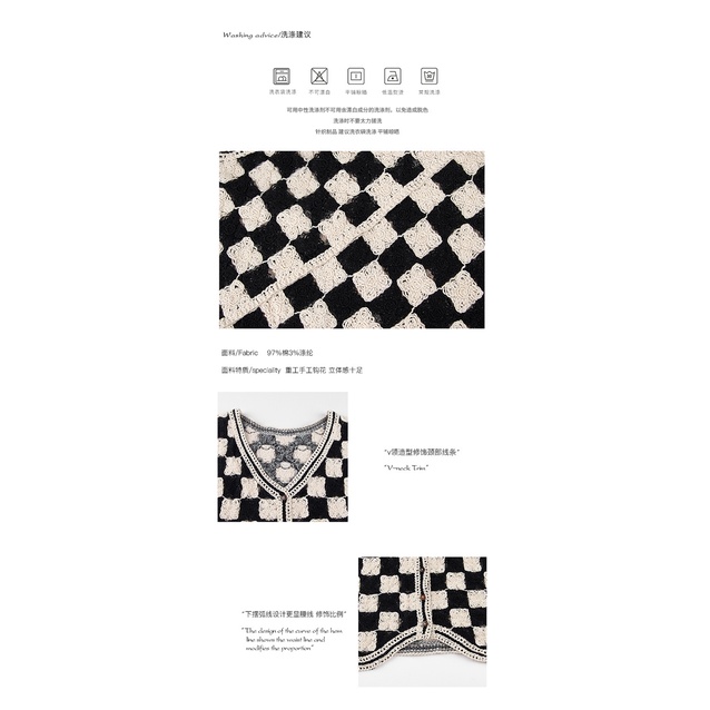 Áo Cardigan Dệt Kim Cao Cấp Ôm Dáng Họa Tiết Kẻ Ô Trắng Đen Phong Cách Xuân Thu Mới 2022