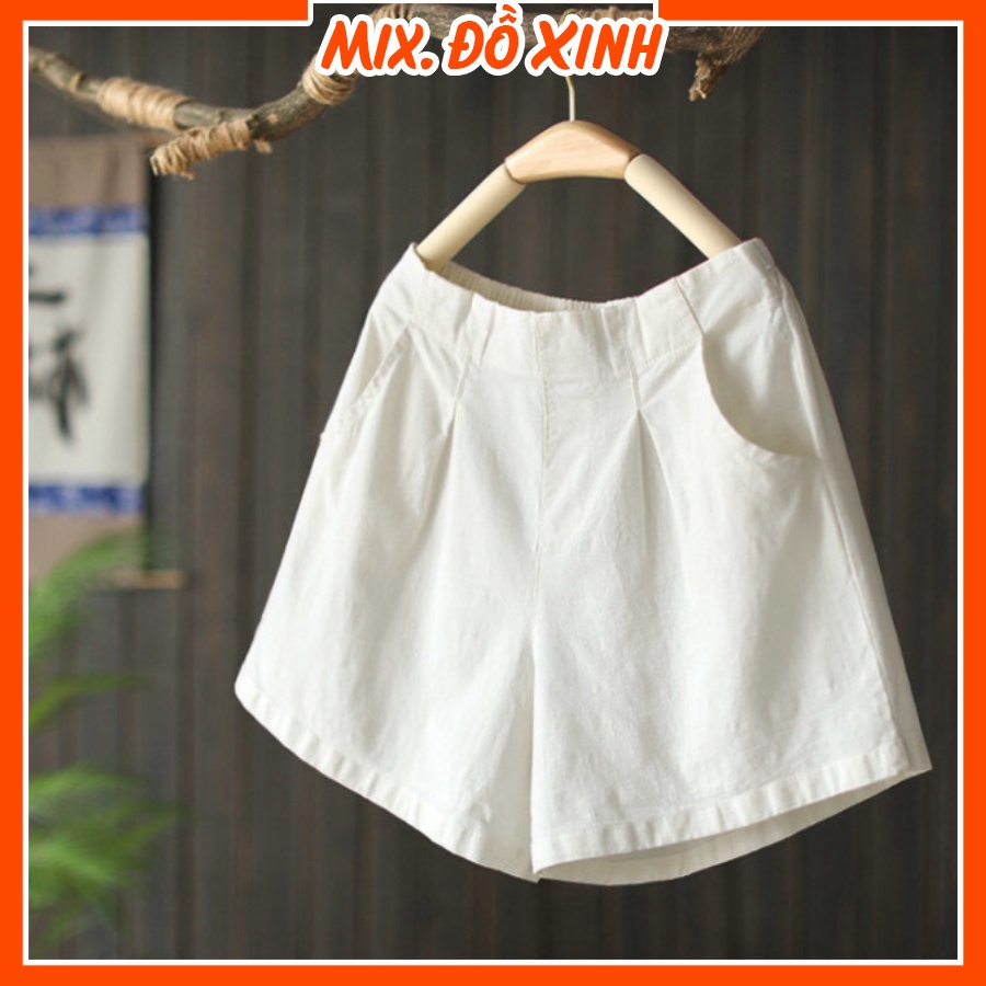 Quần short nữ cạp cao Thu Hà quần đùi kaki bền mát, thiết kế trẻ trung năng động QKH.48