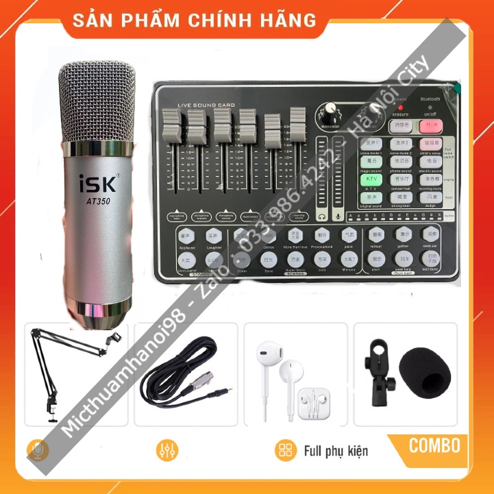 Combo Hát Thu Âm Livestream ISKAT350-Sound Card H9 Autotune Kèm Chân Kẹp Và Màng Lọc . Bảo Hành Lên Đến 12 Tháng