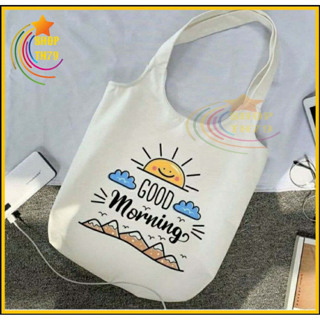 Túi đeo vai thời trang vải canvas mềm loại to đi hoc , đi chơi , đi làm đều rất đẹp - GOD MORNIN
