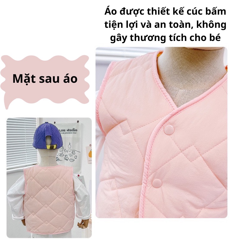 Áo ghi lê cho bé, áo ghile phao lót nỉ trần trám nhiều màu cho bé trai bé gái Xu Xu Kids size từ 8kg đến 20kg