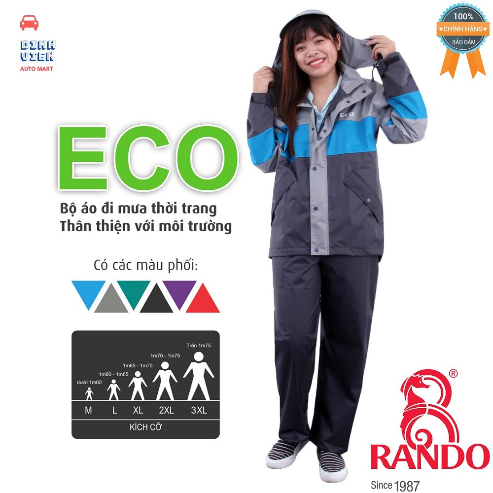 [ Cao cấp] Áo mưa bộ Rando ECO Thời trang – Thân thiện với môi trường ASUM-01