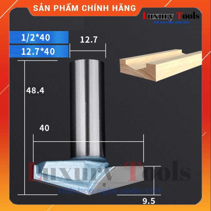 Mũi phay huỳnh ván, mũi soi mòi V 120 độ TIDEWAY - loại cao cấp