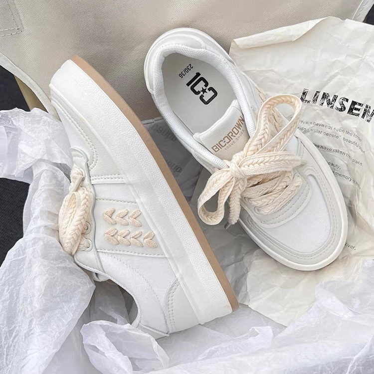 CÓ SẴN HÀNG CAO CẤP CÓ LOGO - Giày thể thao SNEAKER ulzzang dây giày tạo kiểu cột nơ đế viền nâu đế bánh mì êm chân