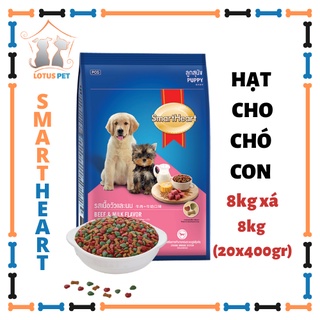 Smartheart Puppy 8kg (20 gói x 400gr) - Thức ăn hạt Smartheart cho chó con Vị Bò và Sữa