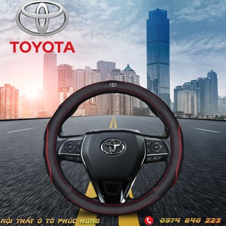 ⚡️Freeship 99k - Toàn quốc⚡️ Bọc vô lăng logo toyota cao cấp, màu đen chỉ đỏ
