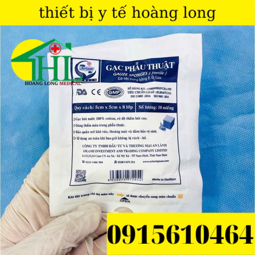 Combo 10 gói gạc phẫu thuật vô trùng AN LÀNH các cỡ