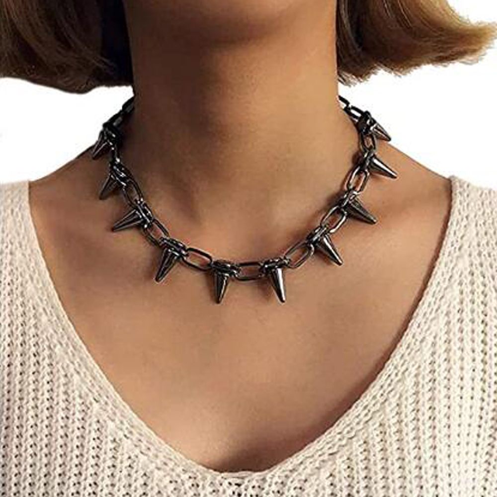 Vòng cổ choker bằng hợp kim đính đinh tán nhiều màu phong cách harajuku cho nam và nữ