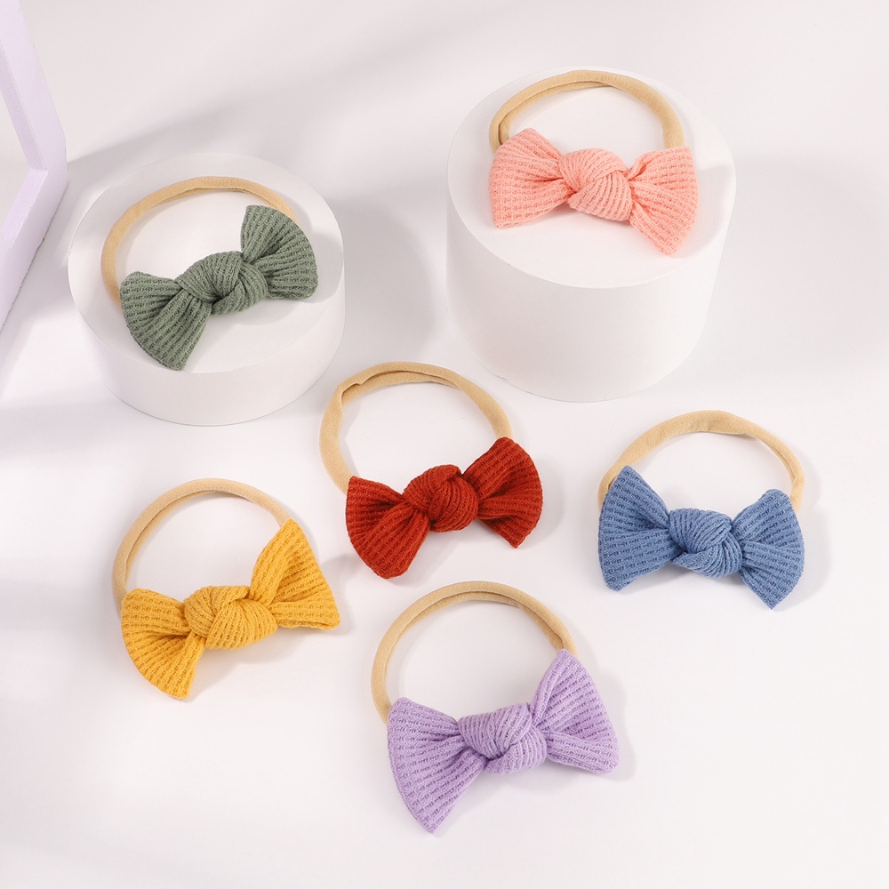 Băng đô KIDSBOWS đính nơ nylon cotton co giãn màu trơn 3.2inch xinh xắn dành cho bé gái