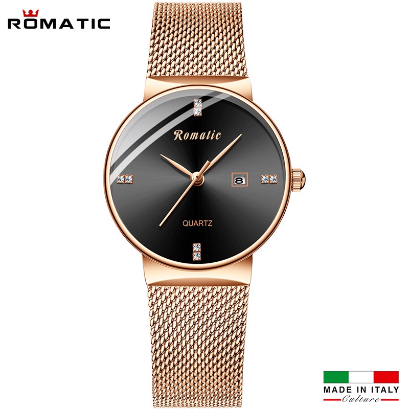 Đồng Hồ Nữ ROMATIC 4 vạch Italia - Dây Titanium Sang Trọng + Tặng Pin &amp; Hộp