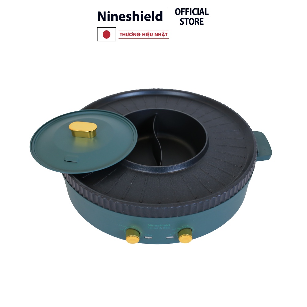 Bếp nướng điện Nineshield KB518 loại to 51cm - Bếp lẩu nướng đa năng 2 trong 1 tiện lợi - Chống dính - Hàng chính hãng