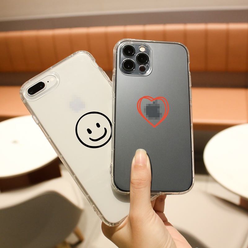 Ốp điện thoại Suntaiho TPU trong suốt trái tim/ mặt cười cho IPhone 13 12 11 Pro Max X Xs Max XR 8 7 6 6S Plus