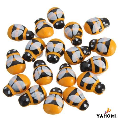Set 100 miếng dán tường hình con ong 3D bằng gỗ