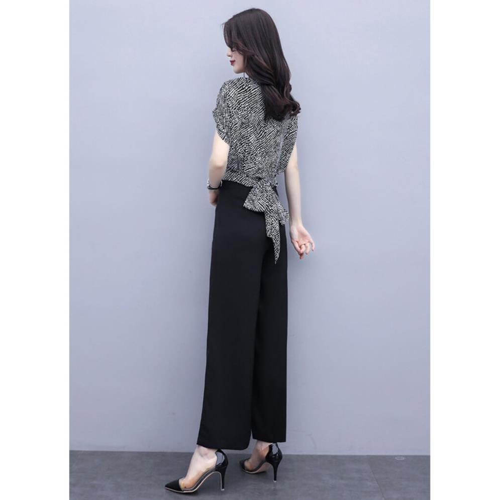 Set Bộ Áo Đắp Chéo Cột Eo Cao Cấp - Bộ Áo Voan Tay Ngắn Quần Lụa Nhập Cao Cấp Mịn Mát Sang Trọng | BigBuy360 - bigbuy360.vn