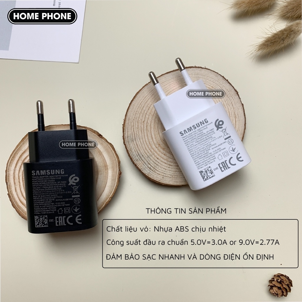 Củ sạc vs Dây sạc nhanh 25w Samsung chuẩn PD TYPE C A71, A70, A80, A90, S10, NOTE 10, S20+,S21 BS-SS25W-001