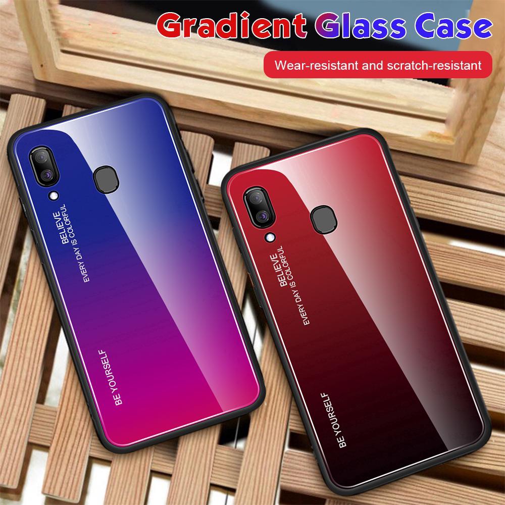 Ốp điện thoại mặt kính cường lực màu chuyển nhiệt dành cho Samsung Galaxy A30 A10 A20 A20E