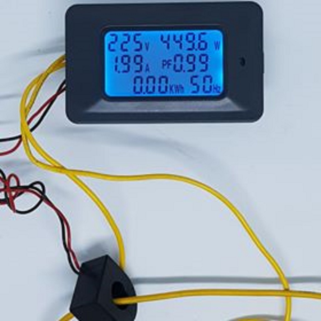 Đồng hồ đo công suất hiển thị 6 thông số A, V, W, KW, Hz, Cos φ Công tơ điện tử đo công suất tiêu thụ điện năng