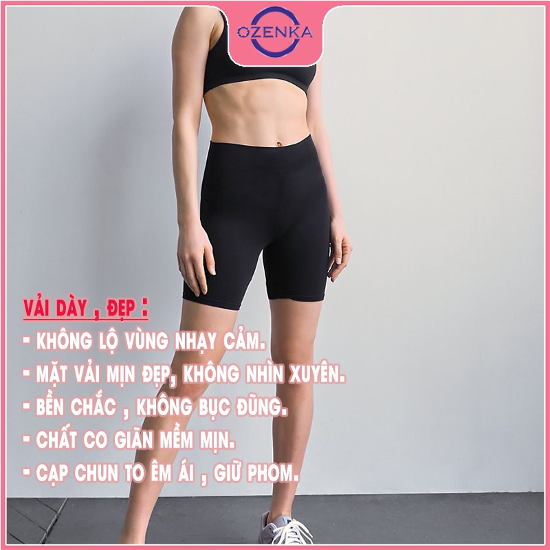 Quần legging đùi nữ cạp cao OZENKA dáng lửng ngố mặc nhà ôm lưng thun bó bigsize chất dày đẹp