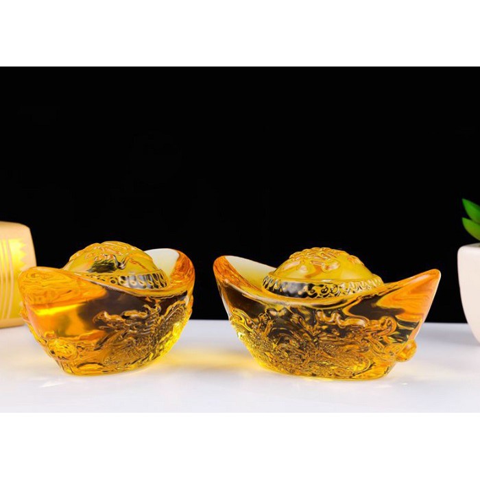 Thỏi vàng thần tài pha lê, chạm khắc rồng độc đáo & đẳng cấp