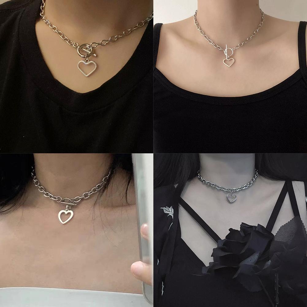 Vòng cổ Kim Loại Mặt Trái Tim Phong Cách Âu Mỹ Kiểu Dáng Mới P1K7