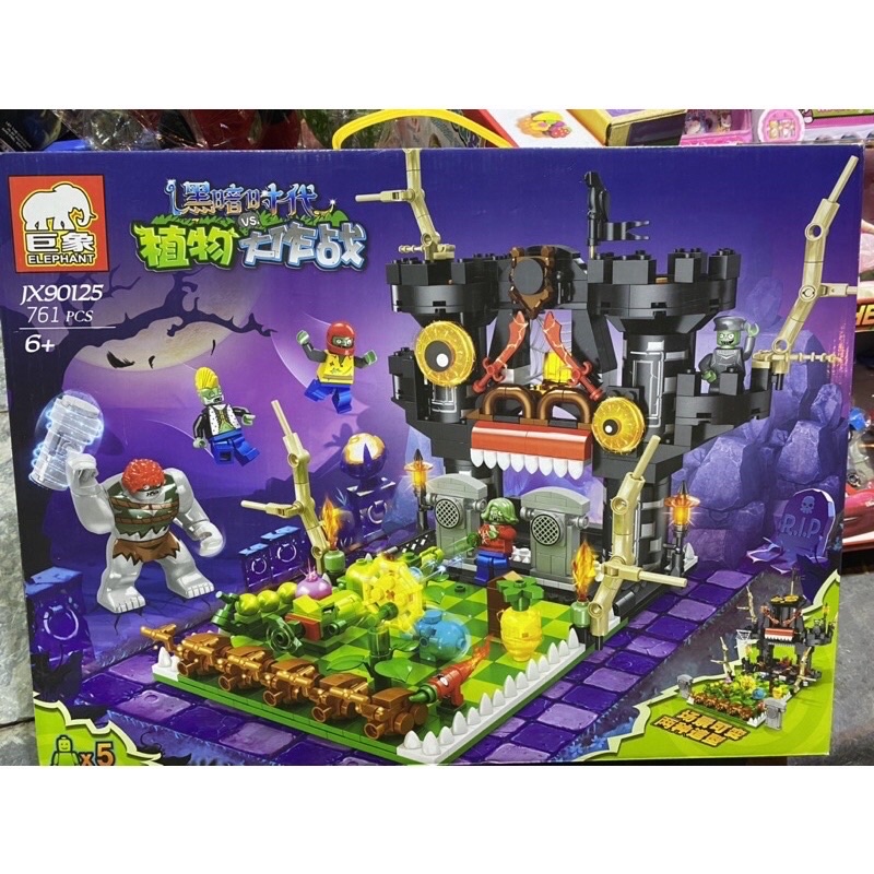 Lắp ráp nonlego JX90125 Xếp Hình Plant vs Zombie Tấn Công Lâu Đài Quái Vật 761 Mảnh