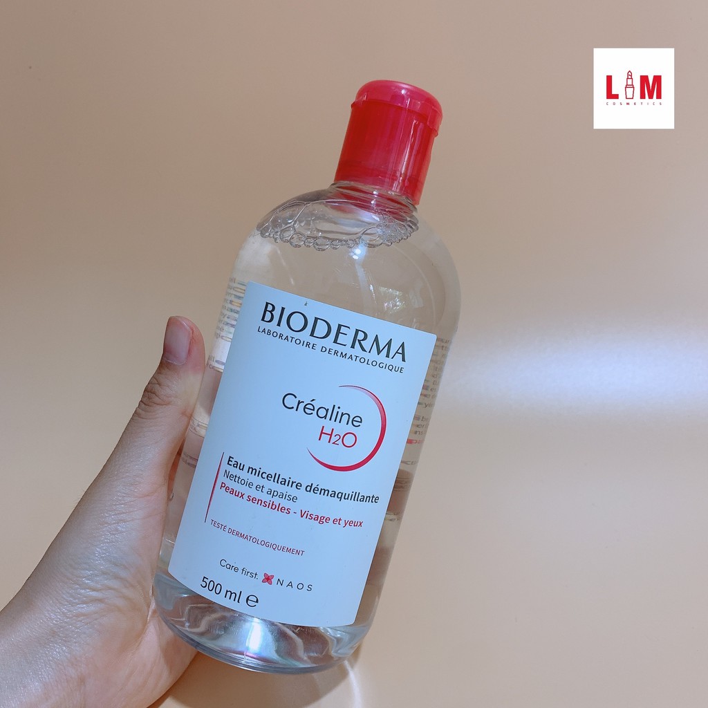 Nước tẩy trang Bioderma Créaline H2O 500ml màu hồng [Chính Hãng]