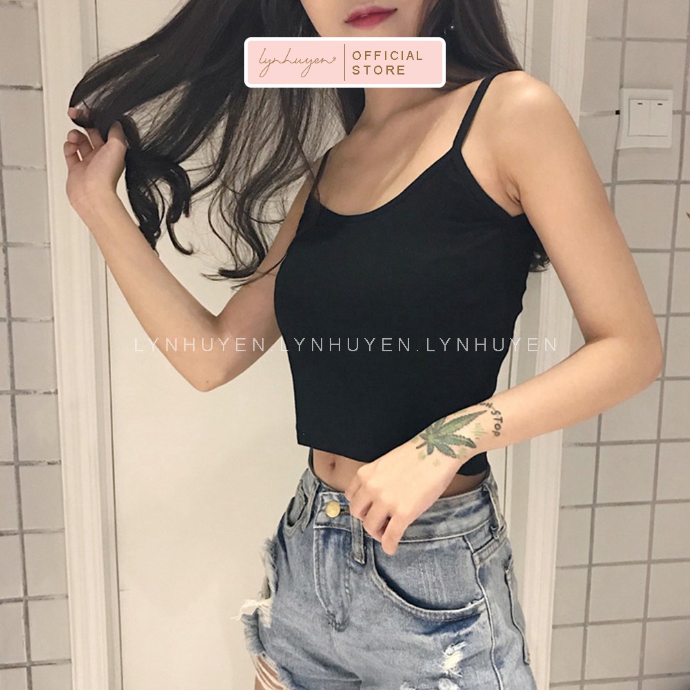 Áo 2 Dây Croptop Nữ Đẹp Cổ Vuông Lynhuyen - 3 Màu - A001