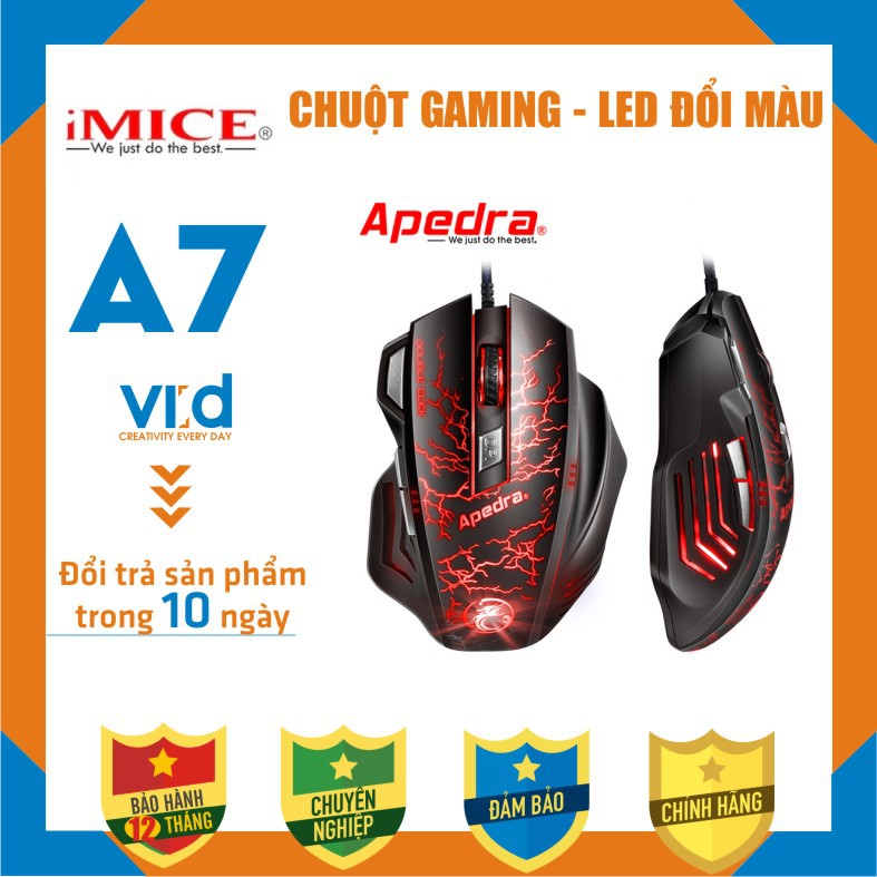 Phím chuột, Chuột chuyên Gaming không dây, có dây iMICE (V9, X7, X8) Apedra A7 , A9 , X6 – Độ nhạy max 3200 DPI