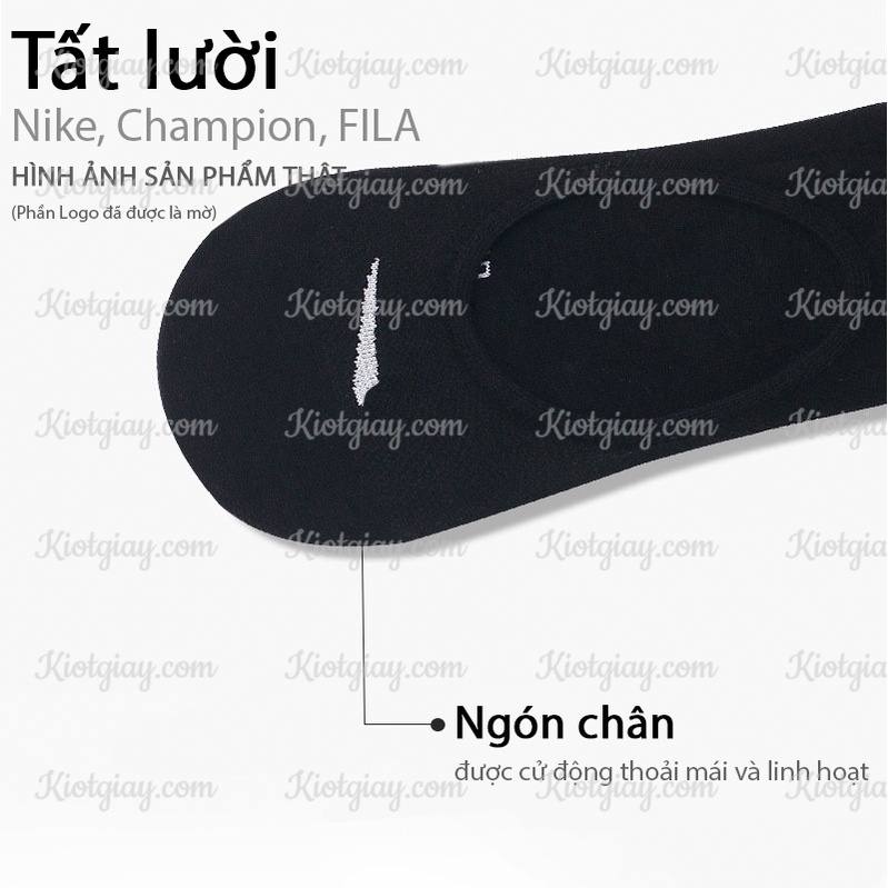 Tất lười nam nữ - Tất vớ Ni.ke, FILA, Champion thể thao dệt lưới thoáng khí, đệm silicone chống tuột gót
