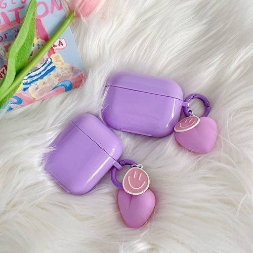 Vỏ Bảo Vệ Hộp Sạc Tai Nghe airpods 1 2 3 pro Bluetooth Bằng tpu Mềm Màu Hồng Tím Phối Dây Xích