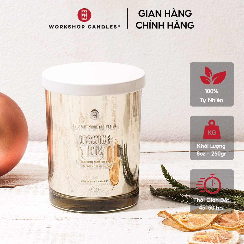 Nến thơm Jasmine Iris Workshop Candles H&H Home 8.8oz hương hoa nhài thuần khiết