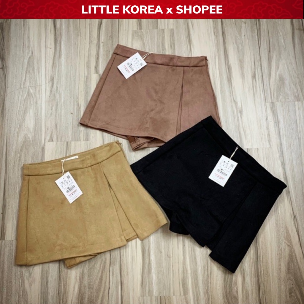 Quần Váy Nữ Da Lộn Cạp Cao Dáng Chữ A - LITTLE KOREA